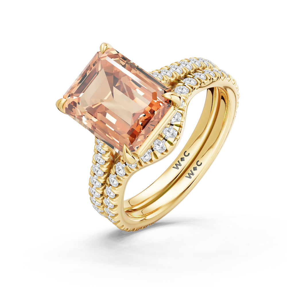 The Rosavira Ring with Created Morganite Cut Diamond in 14KT Yellow Gold view 4
