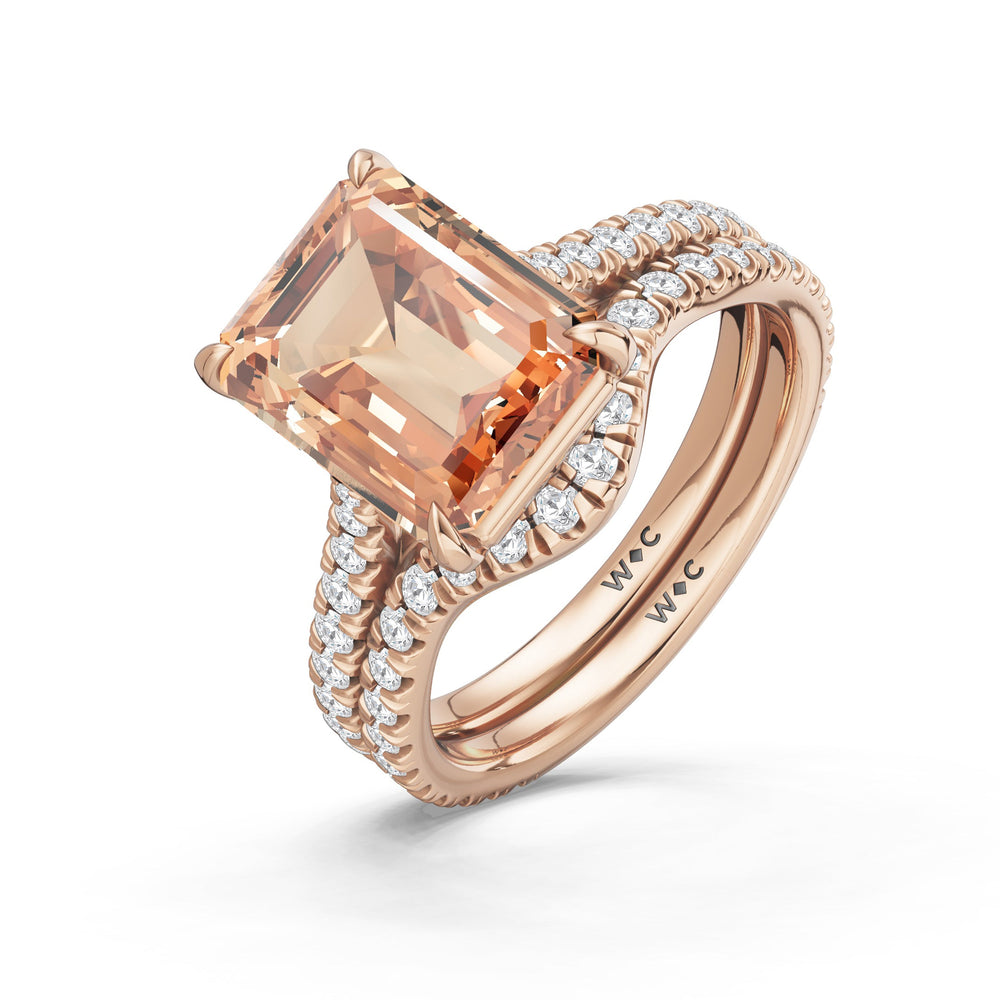 The Rosavira Ring with Created Morganite Cut Diamond in 14KT Rose Gold view 4
