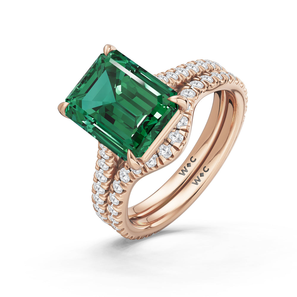 The Rosavira Ring with Created Emerald Cut Diamond in 14KT Rose Gold view 4
