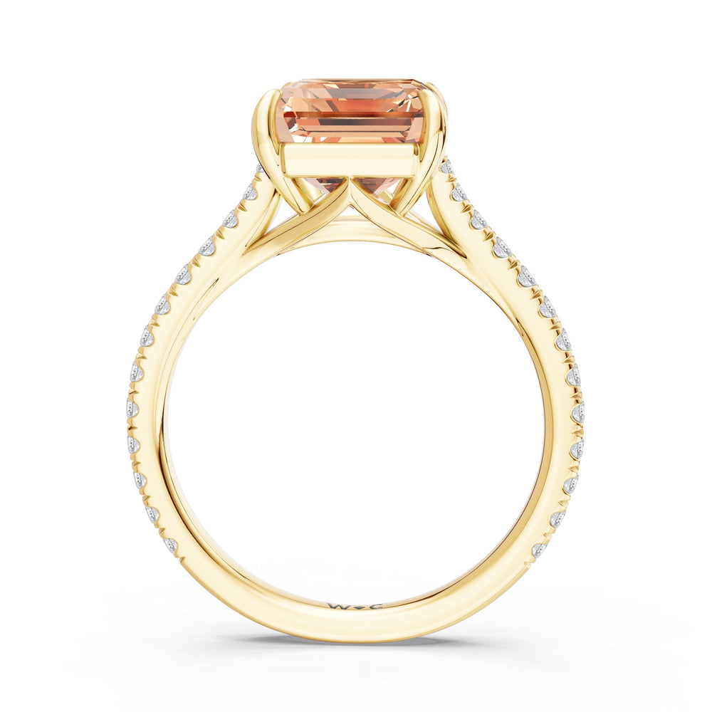 The Rosavira Ring with Created Morganite Cut Diamond in 14KT Yellow Gold view 2
