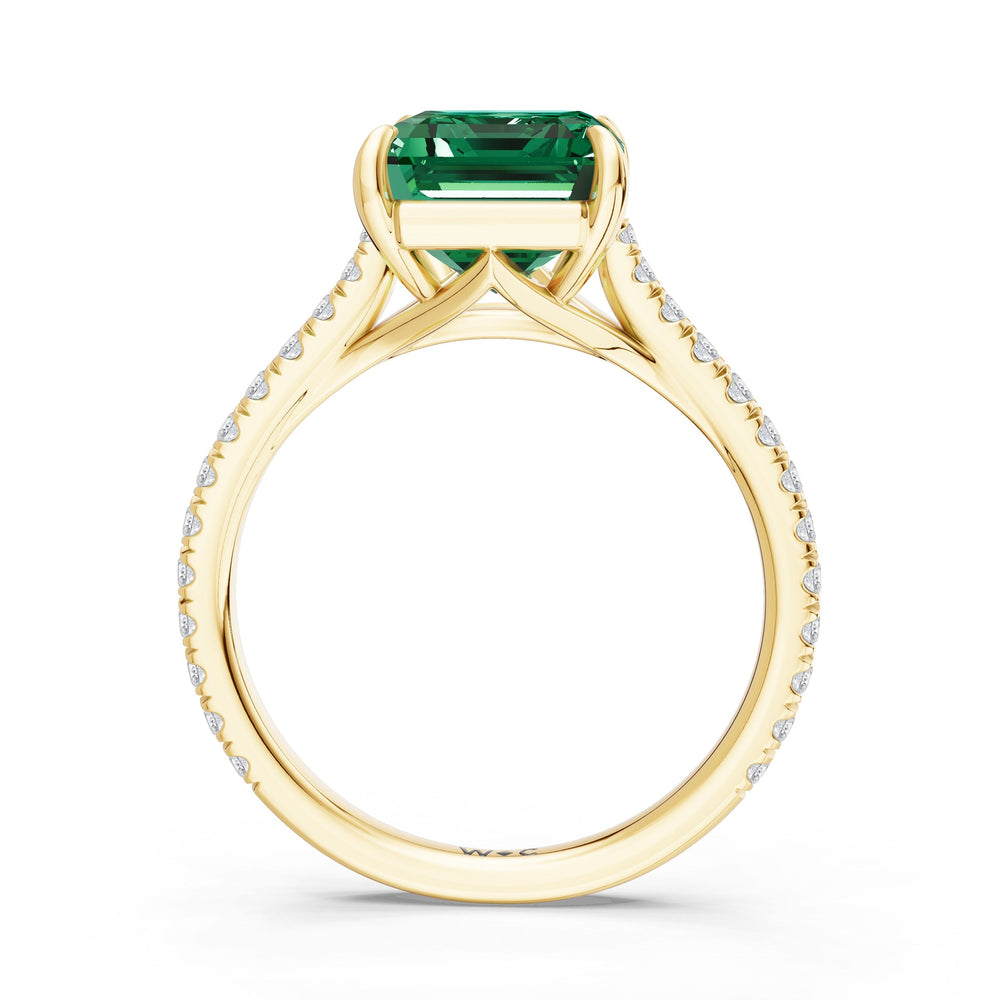 The Rosavira Ring with Created Emerald Cut Diamond in 14KT Yellow Gold view 2

