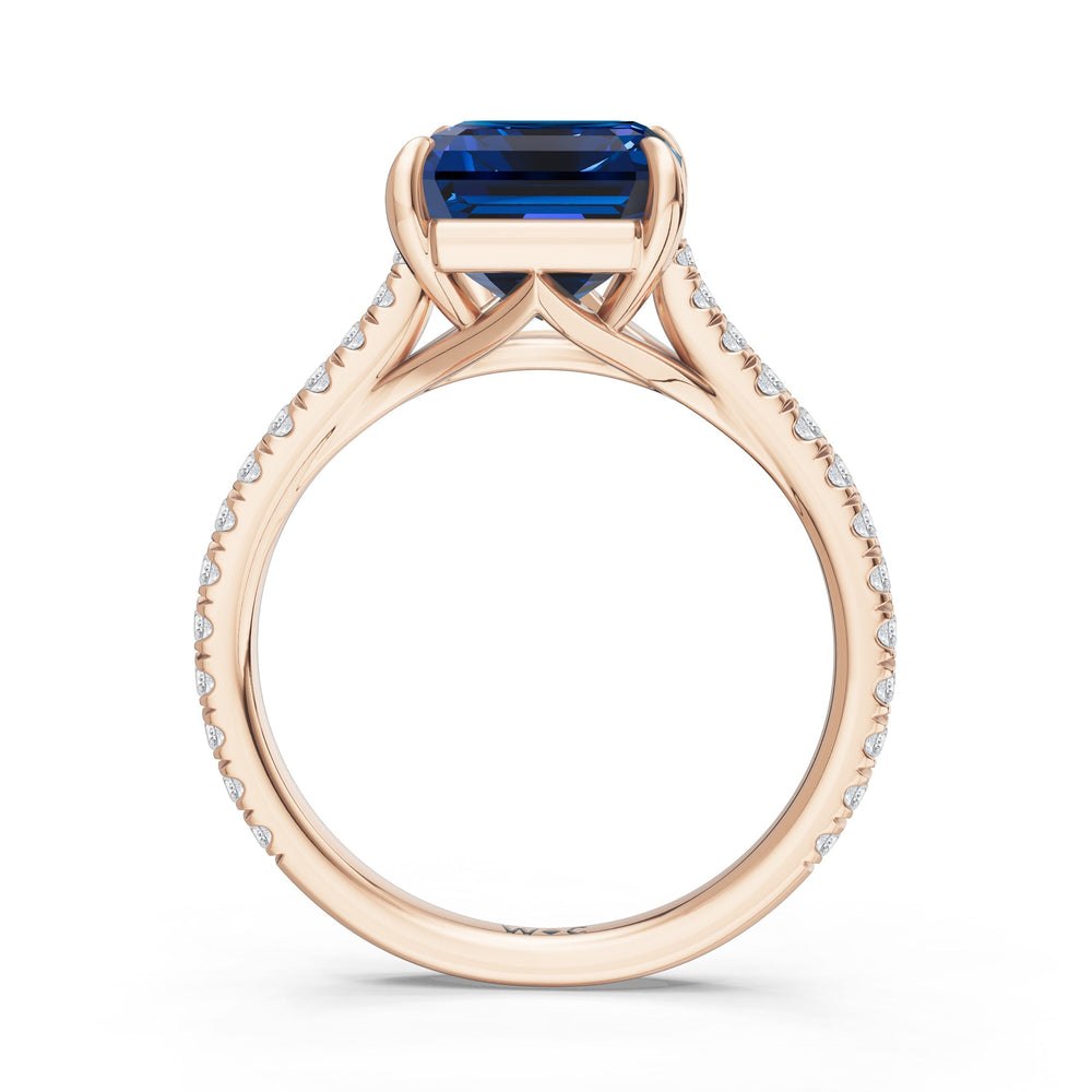 The Rosavira Ring with Created Blue Sapphire Cut Diamond in 14KT Rose Gold view 2
