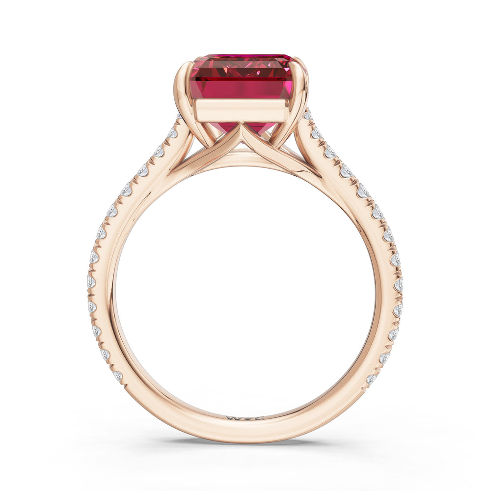 The Rosavira Ring with Created Ruby Cut Diamond in 14KT Rose Gold view 2
