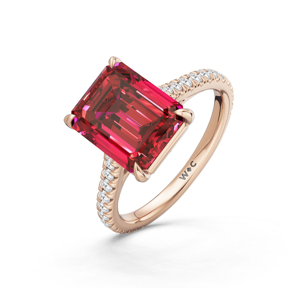 The Rosavira Ring with Created Ruby Cut Diamond in 14KT Rose Gold view 3
