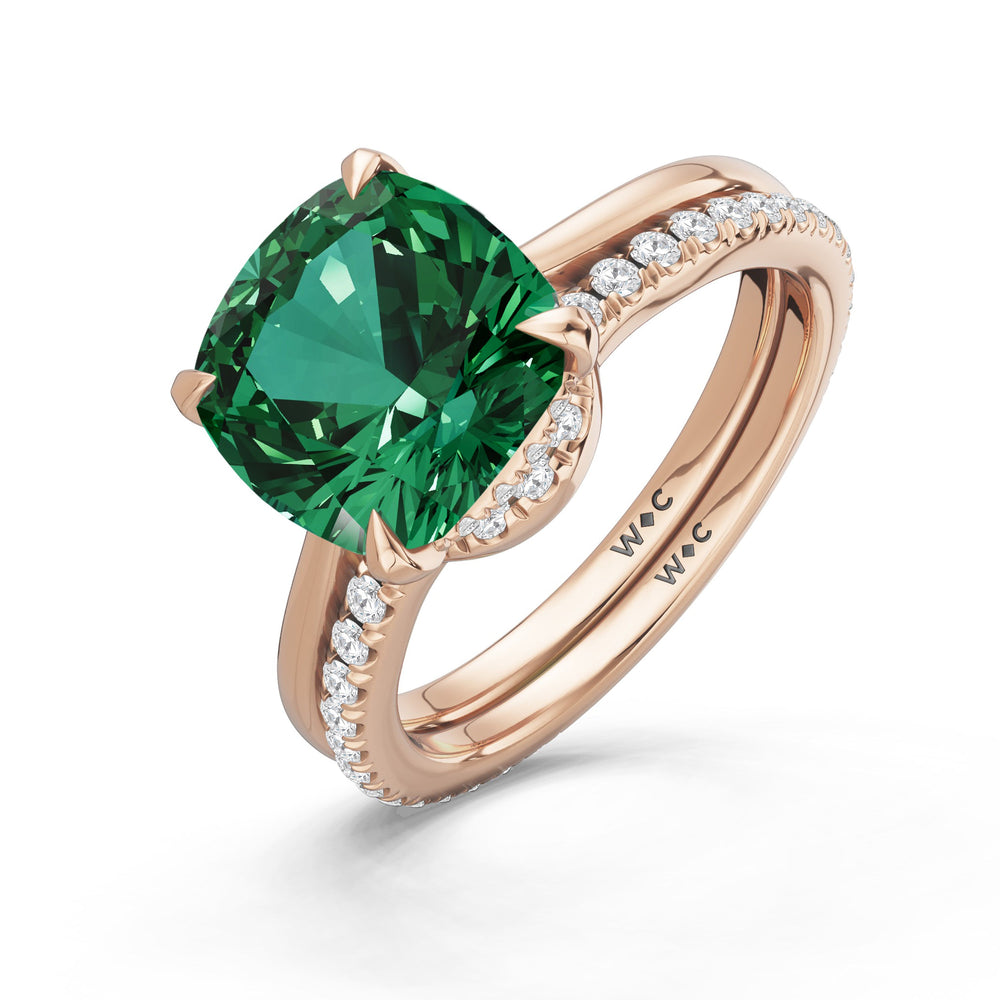 The Verdelle Ring with Created Emerald Cut Diamond in 14KT Rose Gold view 4
