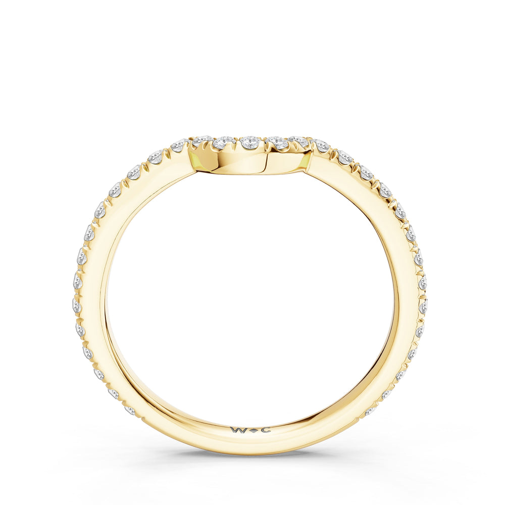 The Verdelle Diamond Wedding Band with Created Morganite Cut Diamond in 14KT Yellow Gold view 2
