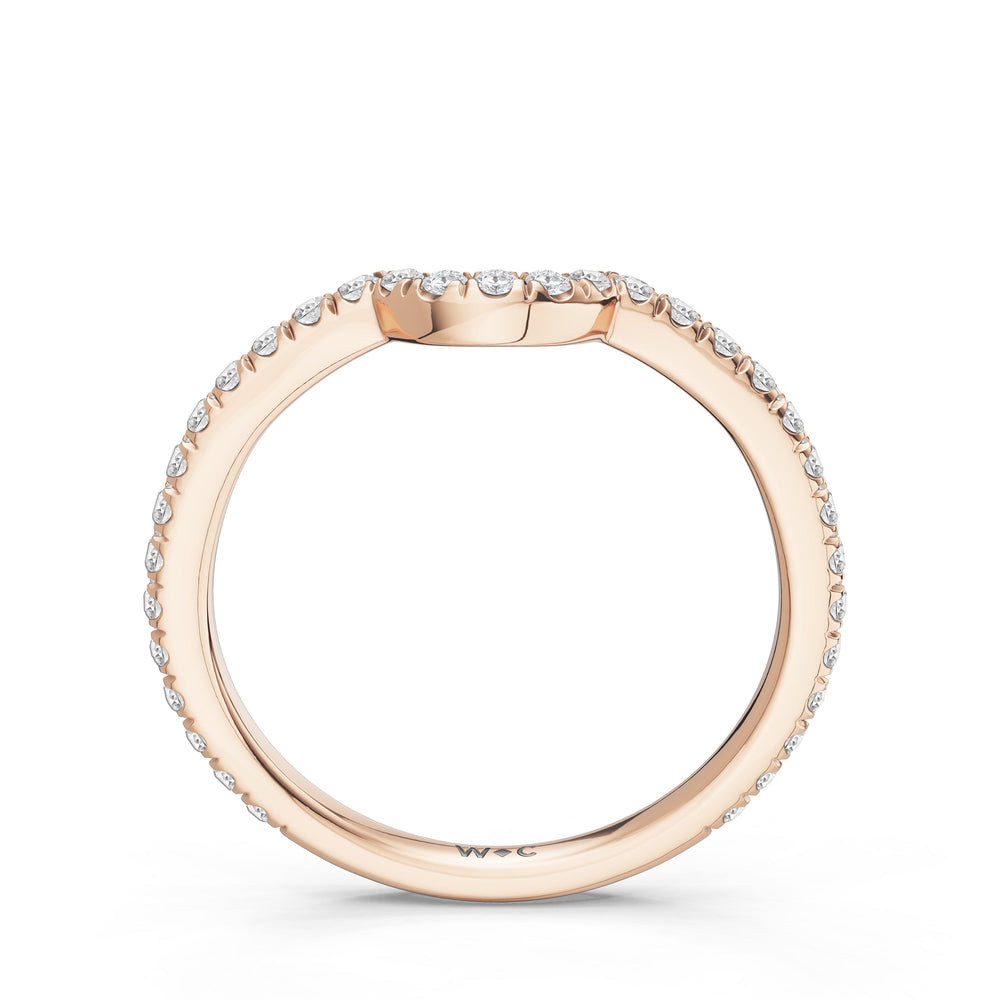 The Verdelle Diamond Wedding Band with Created Emerald Cut Diamond in 14KT Rose Gold view 2
