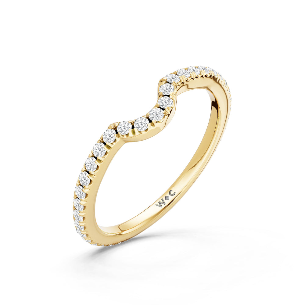 The Verdelle Diamond Wedding Band with Created Blue Sapphire Cut Diamond in 14KT Yellow Gold view 4
