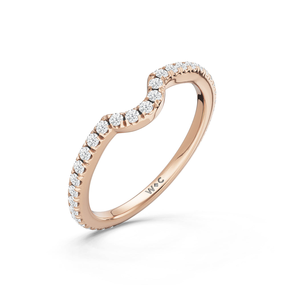 The Verdelle Diamond Wedding Band with Created Emerald Cut Diamond in 14KT Rose Gold view 4
