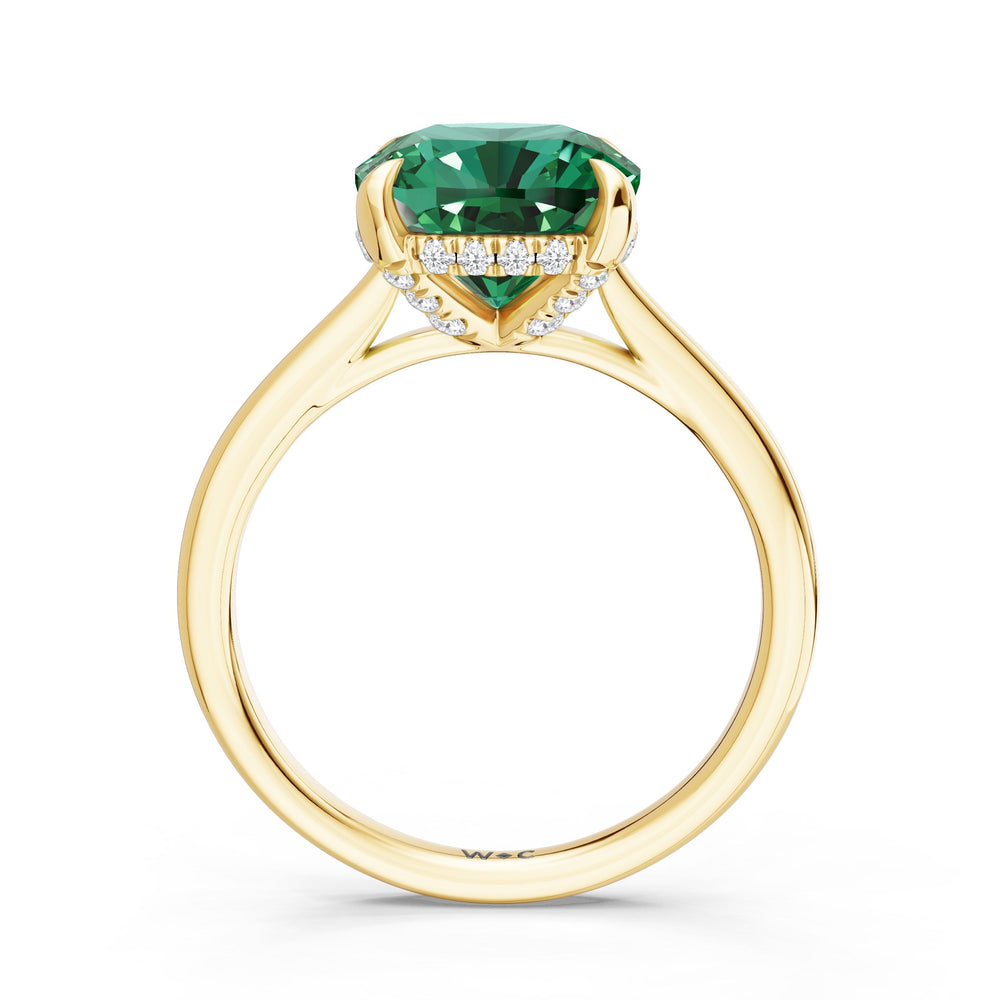 The Verdelle Ring with Created Emerald Cut Diamond in 14KT Yellow Gold view 2
