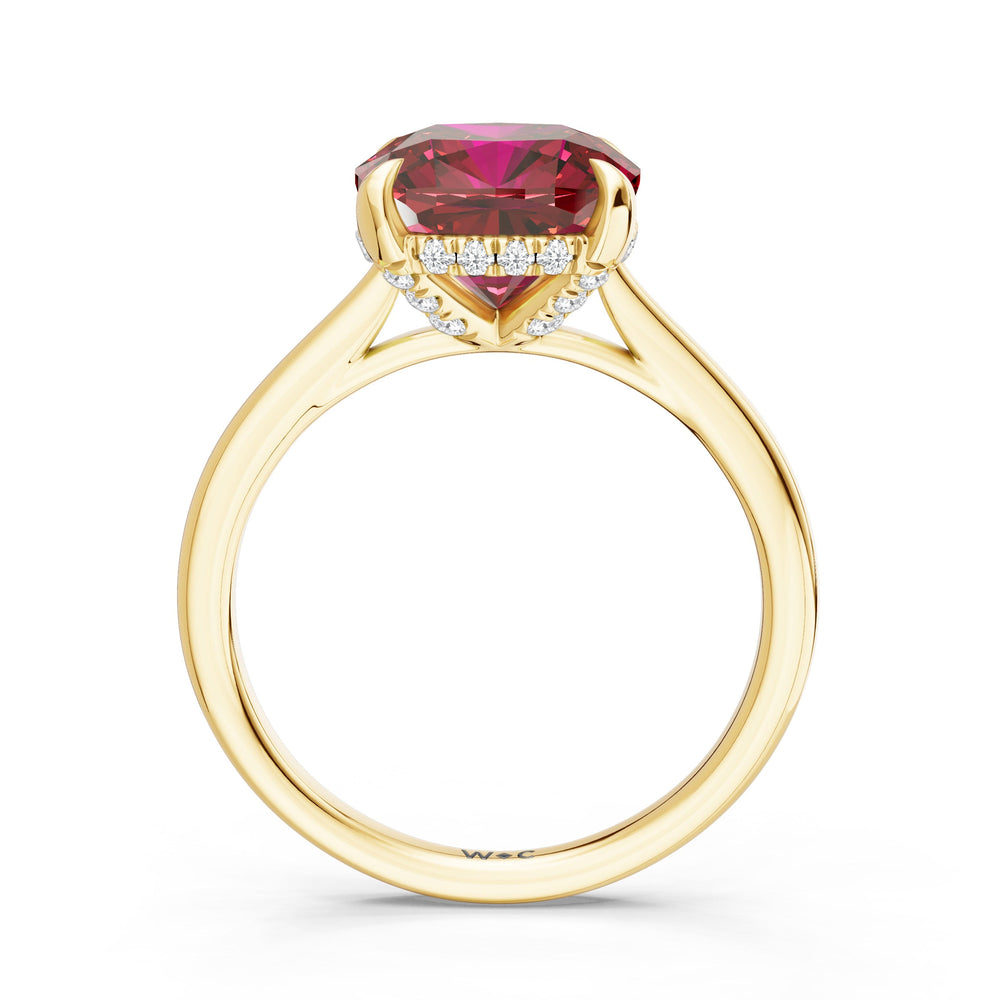 The Verdelle Ring with Created Ruby Cut Diamond in 14KT Yellow Gold view 2
