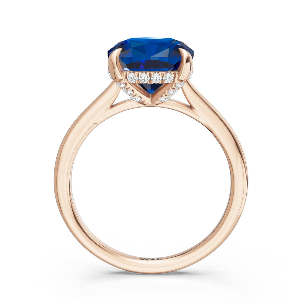 The Verdelle Ring with Created Blue Sapphire Cut Diamond in 14KT Rose Gold view 2
