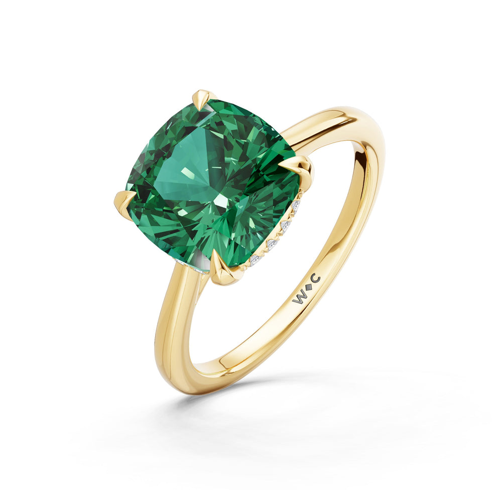The Verdelle Ring with Created Emerald Cut Diamond in 14KT Yellow Gold view 3
