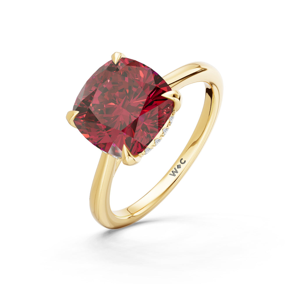 The Verdelle Ring with Created Ruby Cut Diamond in 14KT Yellow Gold view 3
