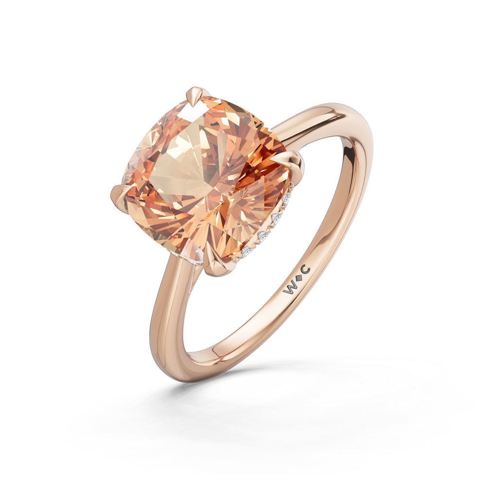 The Verdelle Ring with Created Morganite Cut Diamond in 14KT Rose Gold view 3
