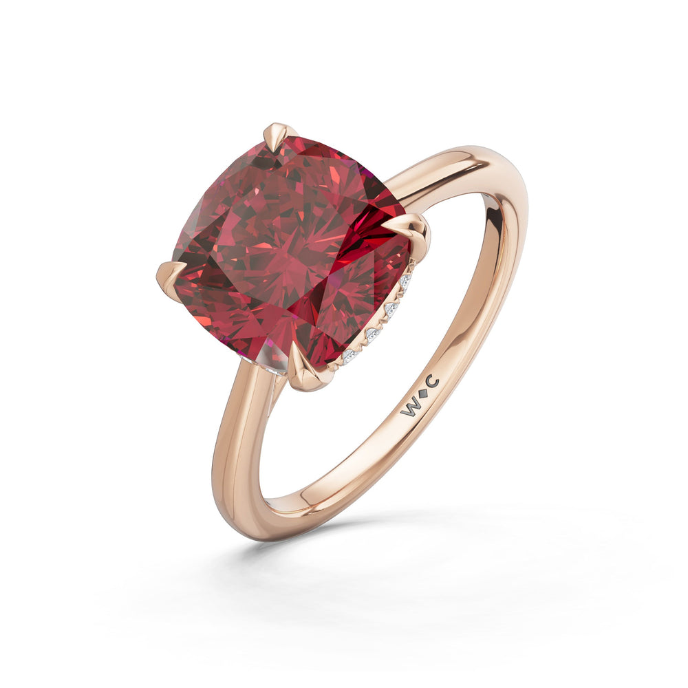 The Verdelle Ring with Created Ruby Cut Diamond in 14KT Rose Gold view 3
