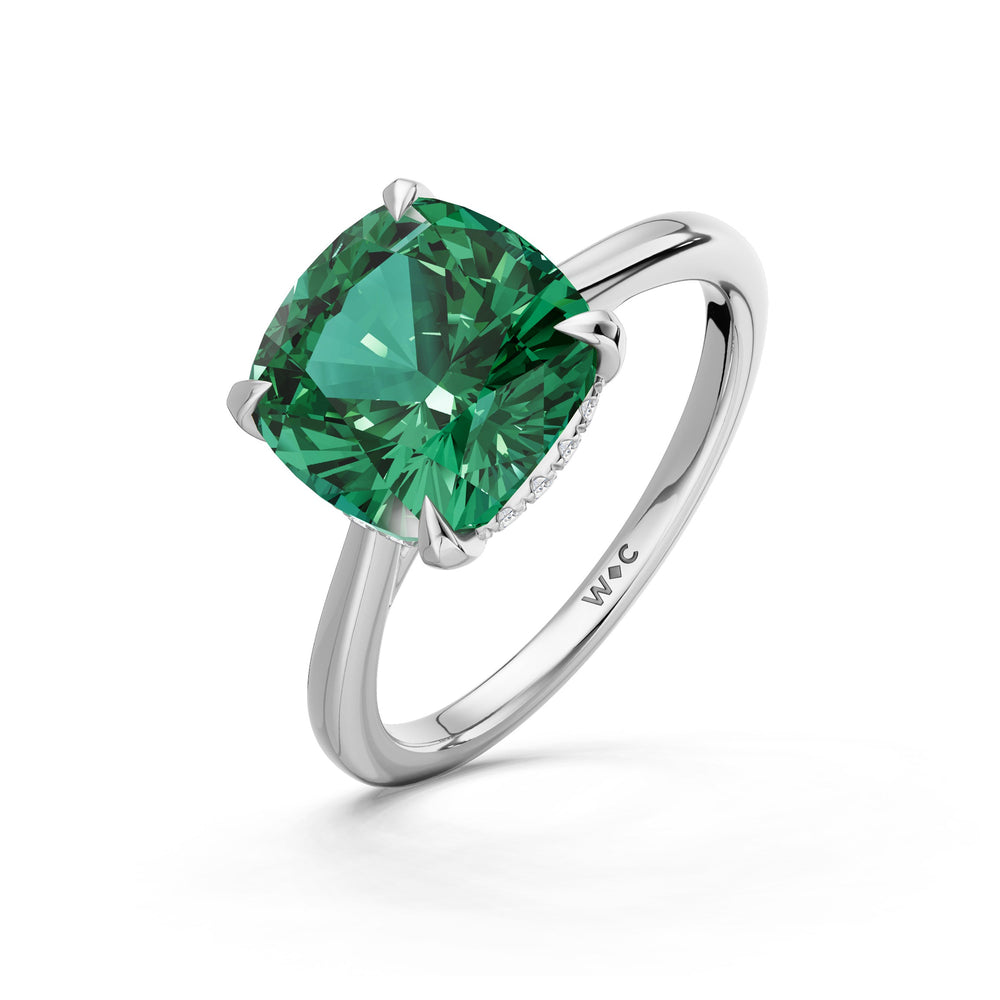 The Verdelle Ring with Created Emerald Cut Diamond in 14KT Platinum view 3
