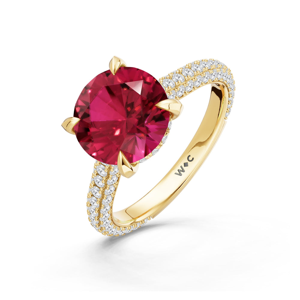 The Mariner Ring with Created Ruby Cut Diamond in 14KT Yellow Gold view 3
