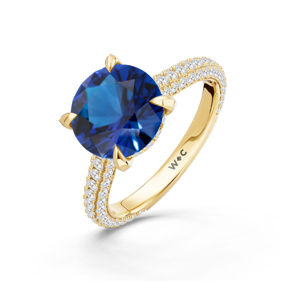 The Mariner Ring with Created Blue Sapphire Cut Diamond in 14KT Yellow Gold view 3
