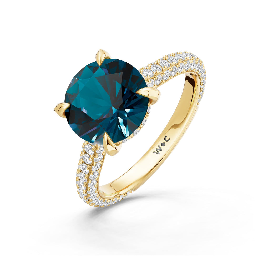 The Mariner Ring with Created London Blue Topaz Cut Diamond in 14KT Yellow Gold view 3
