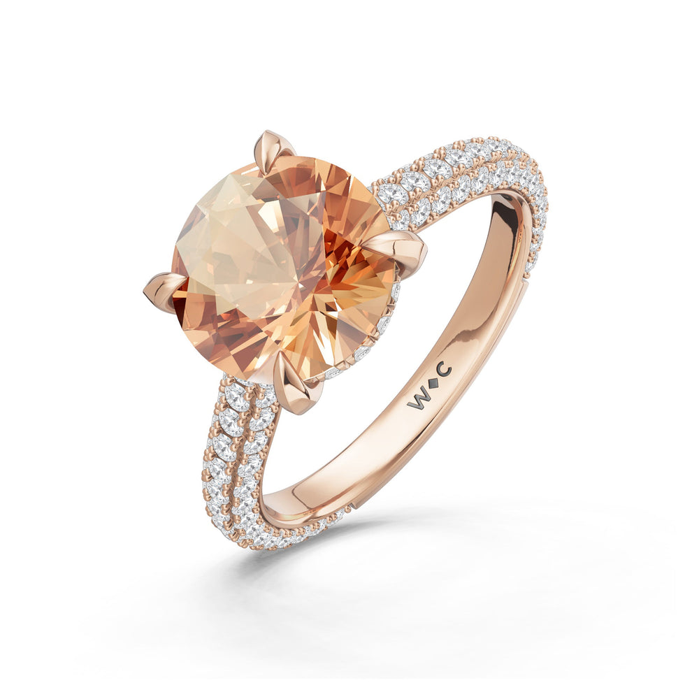 The Mariner Ring with Created Morganite Cut Diamond in 14KT Rose Gold view 3
