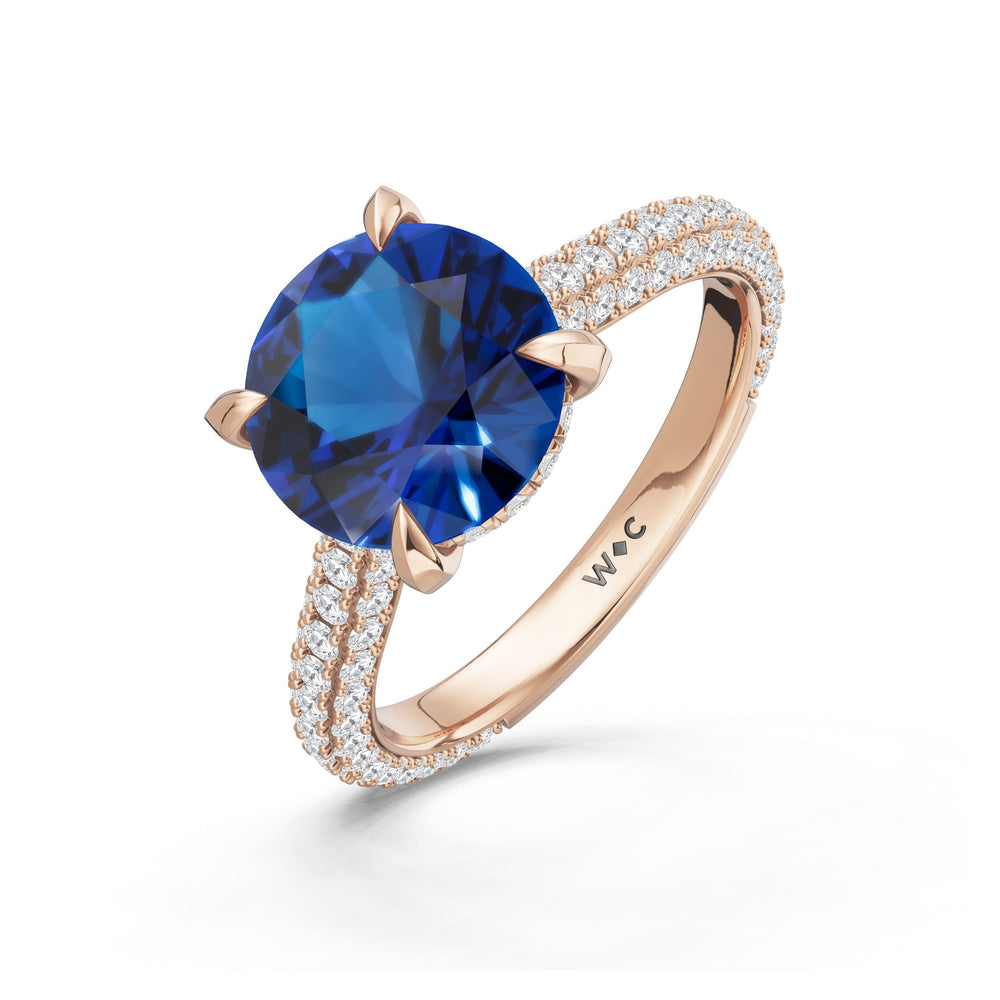 The Mariner Ring with Created Blue Sapphire Cut Diamond in 14KT Rose Gold view 3
