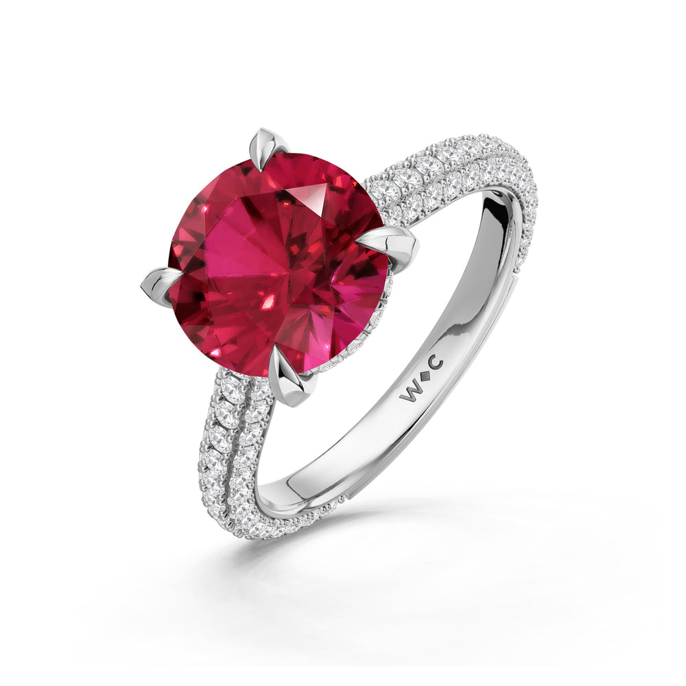 The Mariner Ring with Created Ruby Cut Diamond in 14KT Platinum view 3
