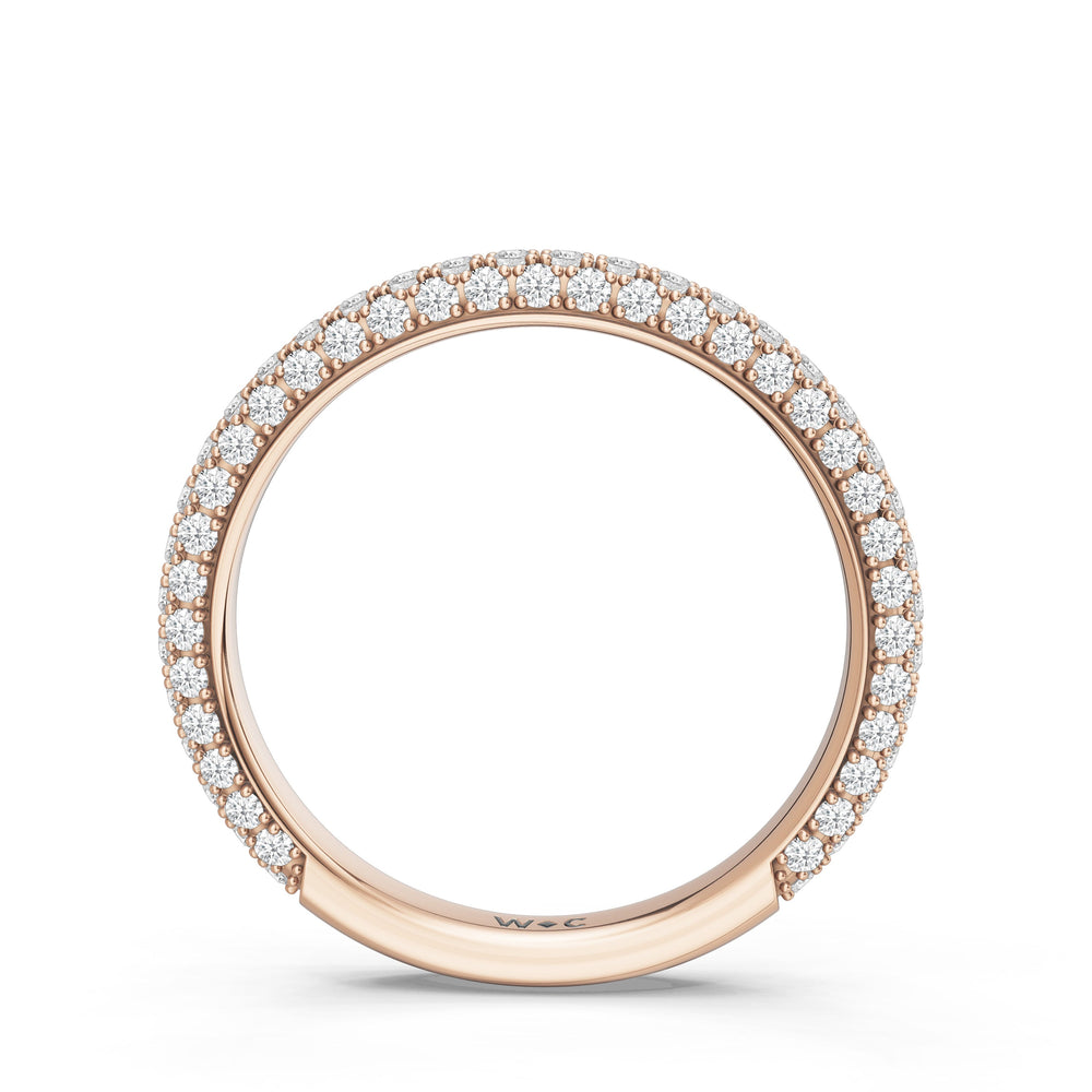 The Mariner Diamond Wedding Band with Created Emerald Cut Diamond in 14KT Rose Gold view 2
