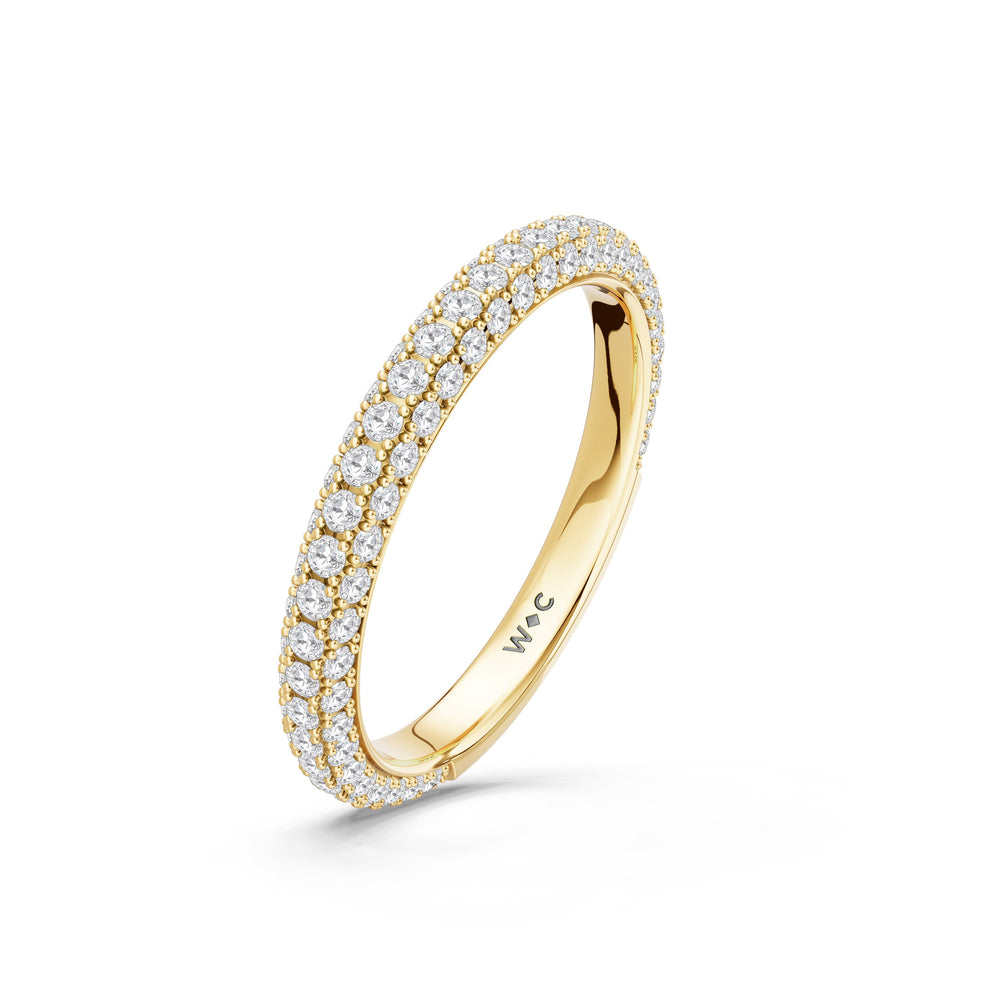 The Mariner Diamond Wedding Band with Created Blue Sapphire Cut Diamond in 14KT Yellow Gold view 4
