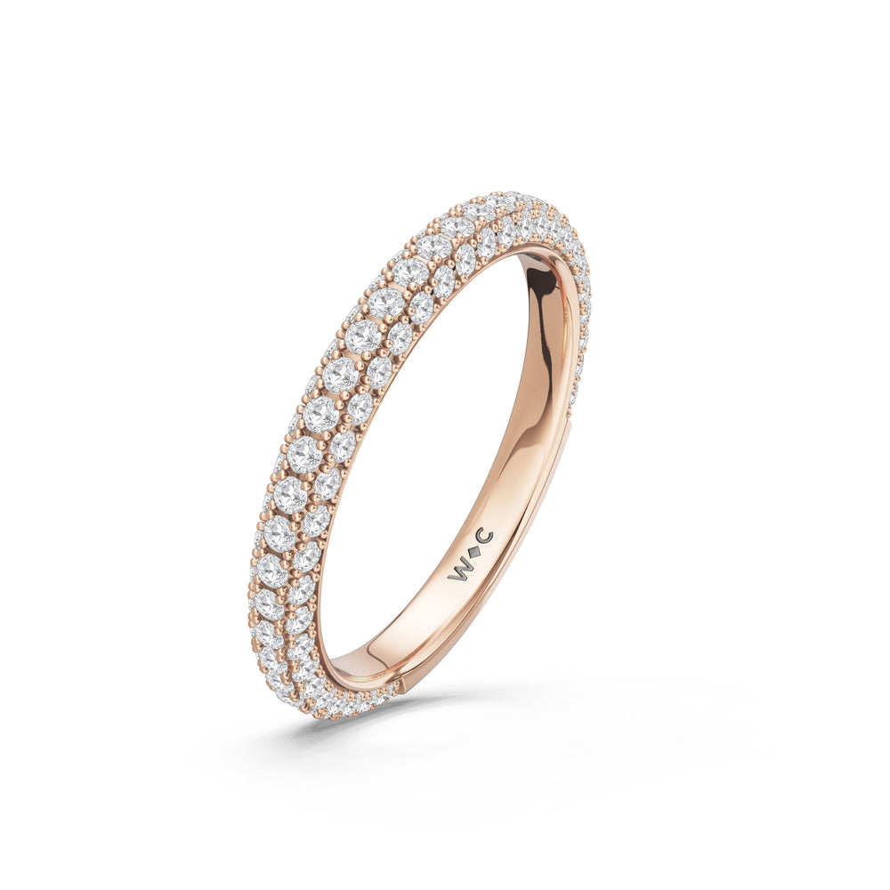 The Mariner Diamond Wedding Band with Created Blue Sapphire Cut Diamond in 14KT Rose Gold view 4
