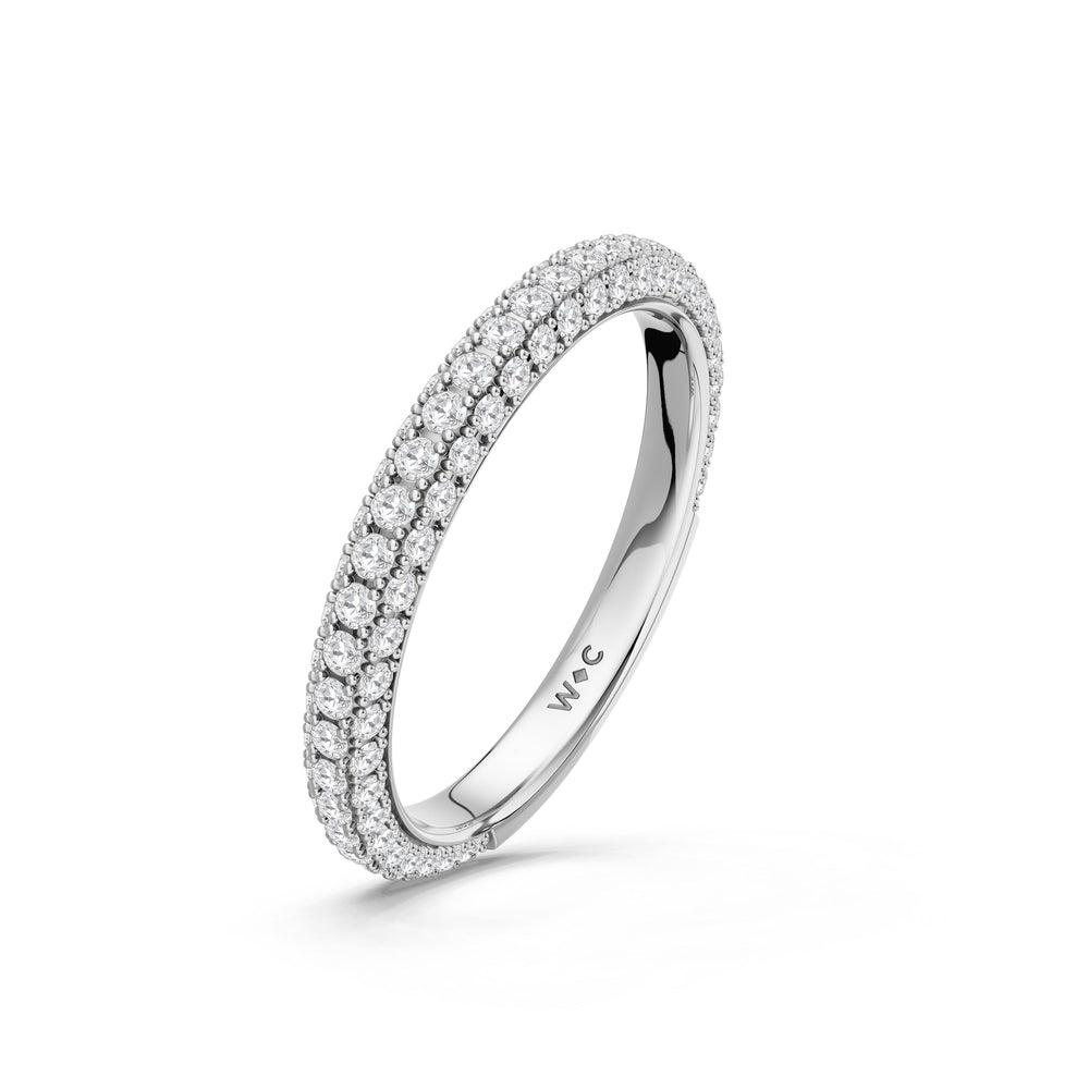 The Mariner Diamond Wedding Band with Created Blue Sapphire Cut Diamond in 14KT Platinum view 4
