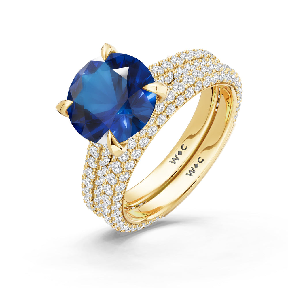 The Mariner Ring with Created Blue Sapphire Cut Diamond in 14KT Yellow Gold view 4
