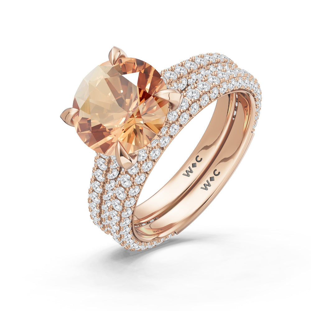 The Mariner Diamond Wedding Band with Created Morganite Cut Diamond in 14KT Rose Gold view 3
