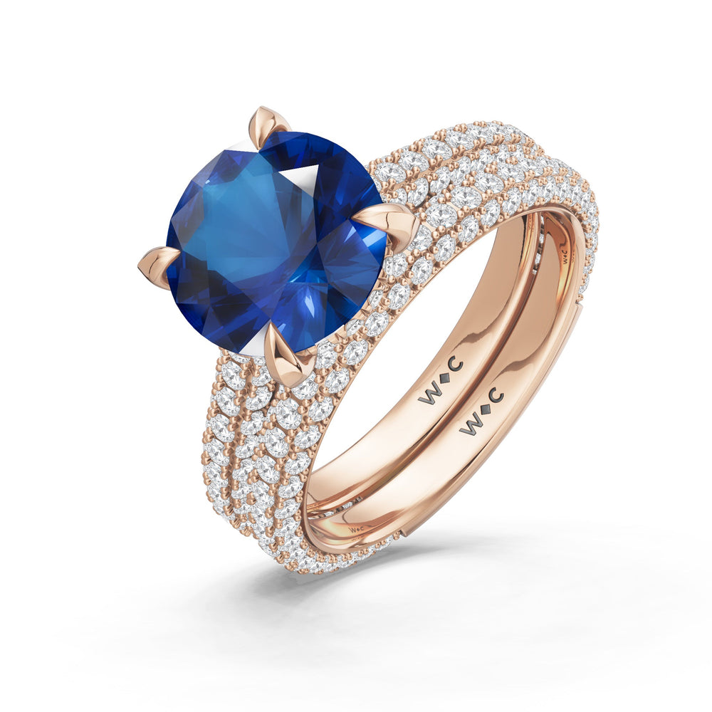 The Mariner Ring with Created Blue Sapphire Cut Diamond in 14KT Rose Gold view 4
