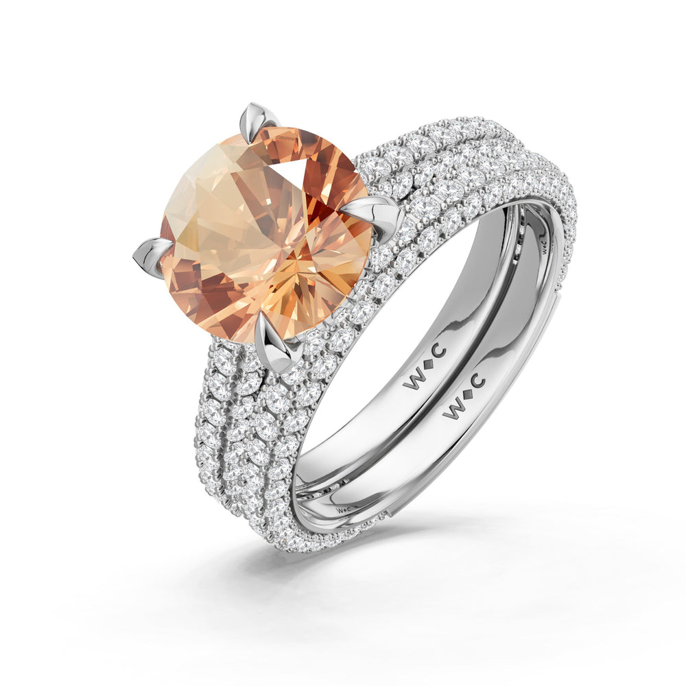 The Mariner Diamond Wedding Band with Created Morganite Cut Diamond in 14KT Platinum view 3
