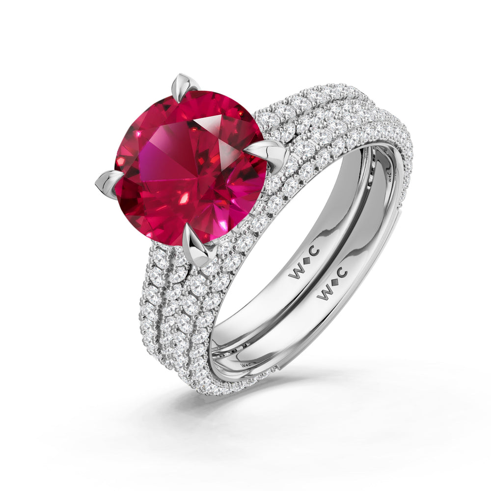 The Mariner Ring with Created Ruby Cut Diamond in 14KT Platinum view 4
