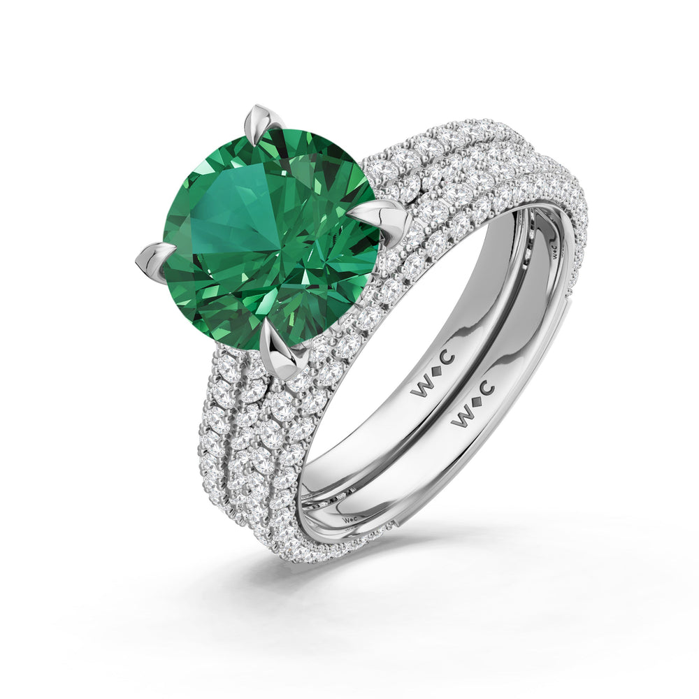 The Mariner Diamond Wedding Band with Created Emerald Cut Diamond in 14KT Platinum view 3
