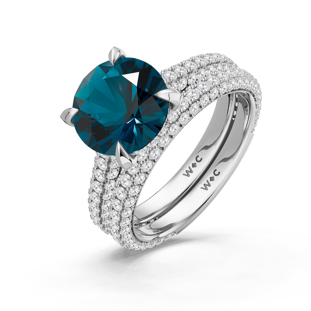 The Mariner Ring with Created London Blue Topaz Cut Diamond in 14KT Platinum view 4
