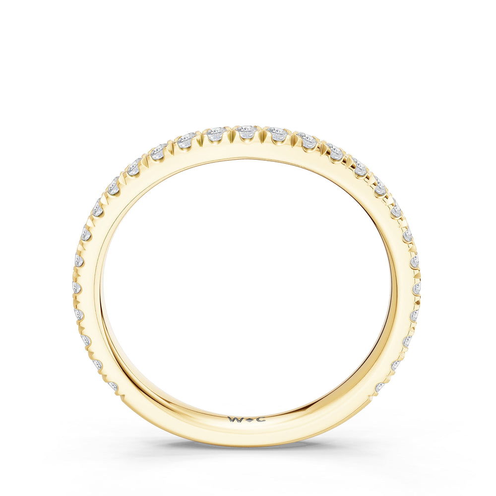 The Celestia Diamond Wedding Band with Created London Blue Topaz Cut Diamond in 14KT Yellow Gold view 2
