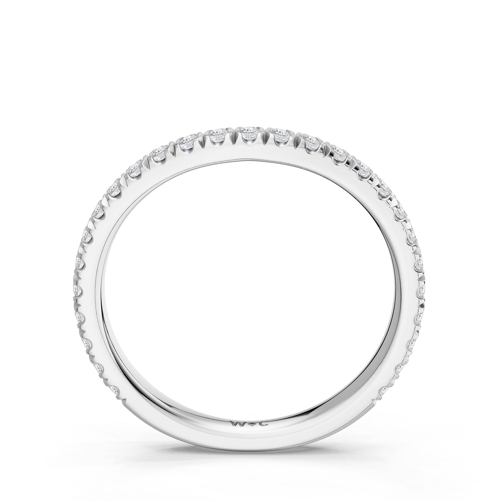 The Celestia Diamond Wedding Band with Created Blue Sapphire Cut Diamond in 14KT Platinum view 2
