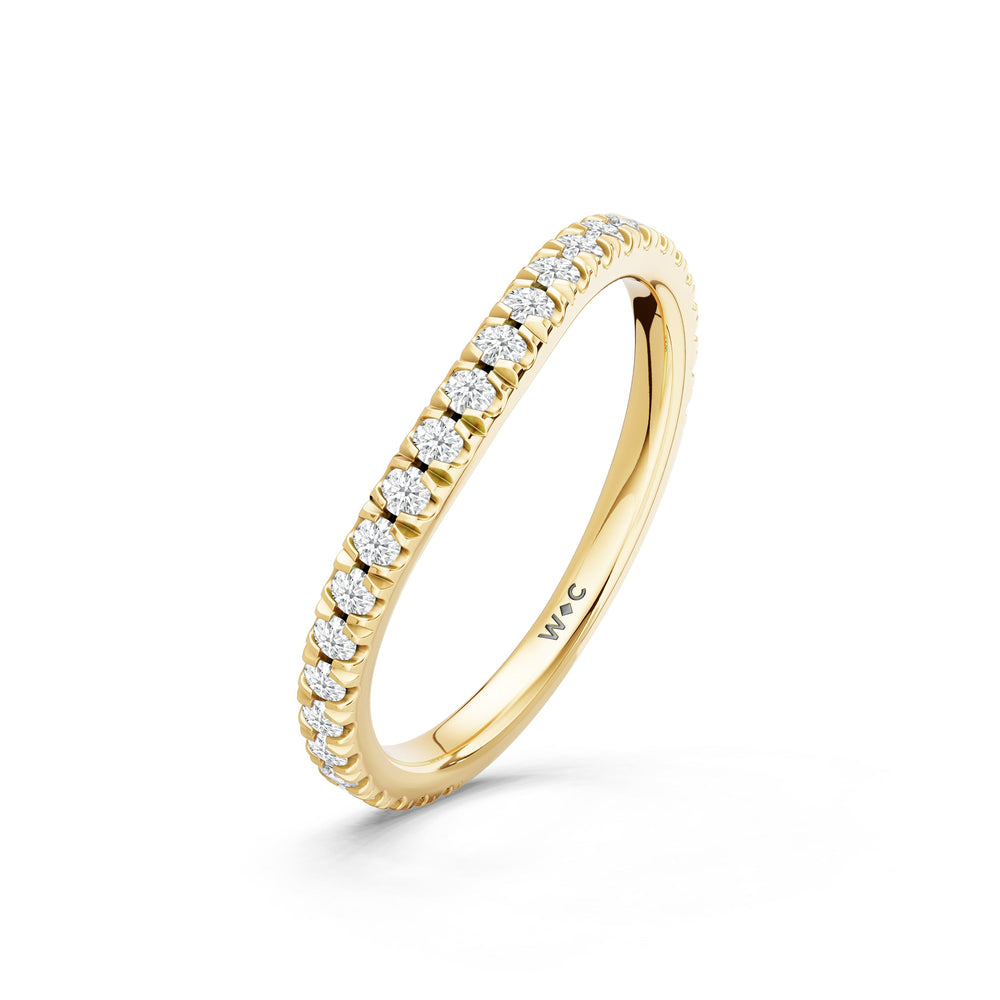 The Celestia Diamond Wedding Band with Created Morganite Cut Diamond in 14KT Yellow Gold view 4

