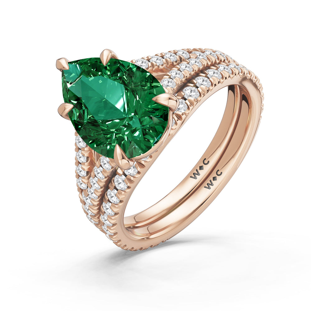 The Celestia Ring with Created Emerald Cut Diamond in 14KT Rose Gold view 4
