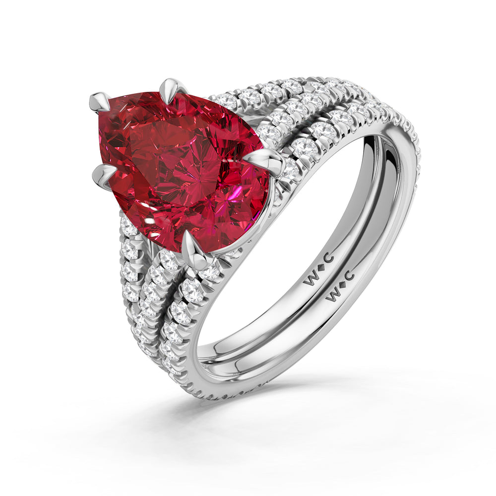The Celestia Ring with Created Ruby Cut Diamond in 14KT Platinum view 4
