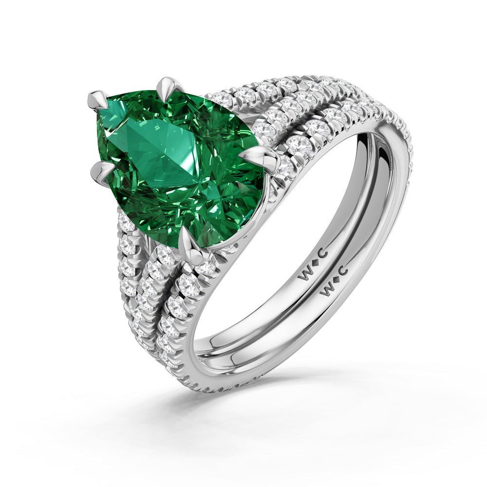 The Celestia Ring with Created Emerald Cut Diamond in 14KT Platinum view 4

