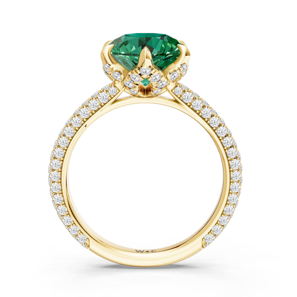 The Florence Ring with Created Emerald Cut Diamond in 14KT Yellow Gold view 2
