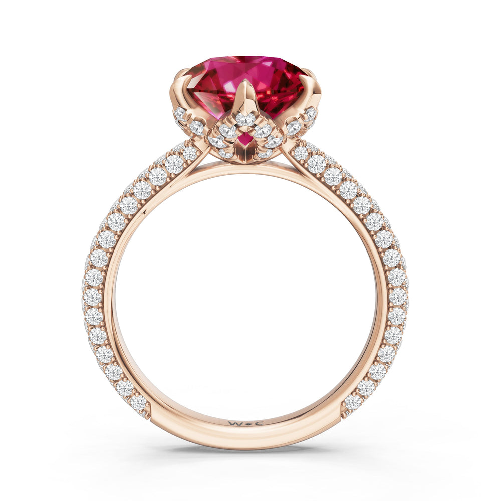 The Florence Ring with Created Ruby Cut Diamond in 14KT Rose Gold view 2
