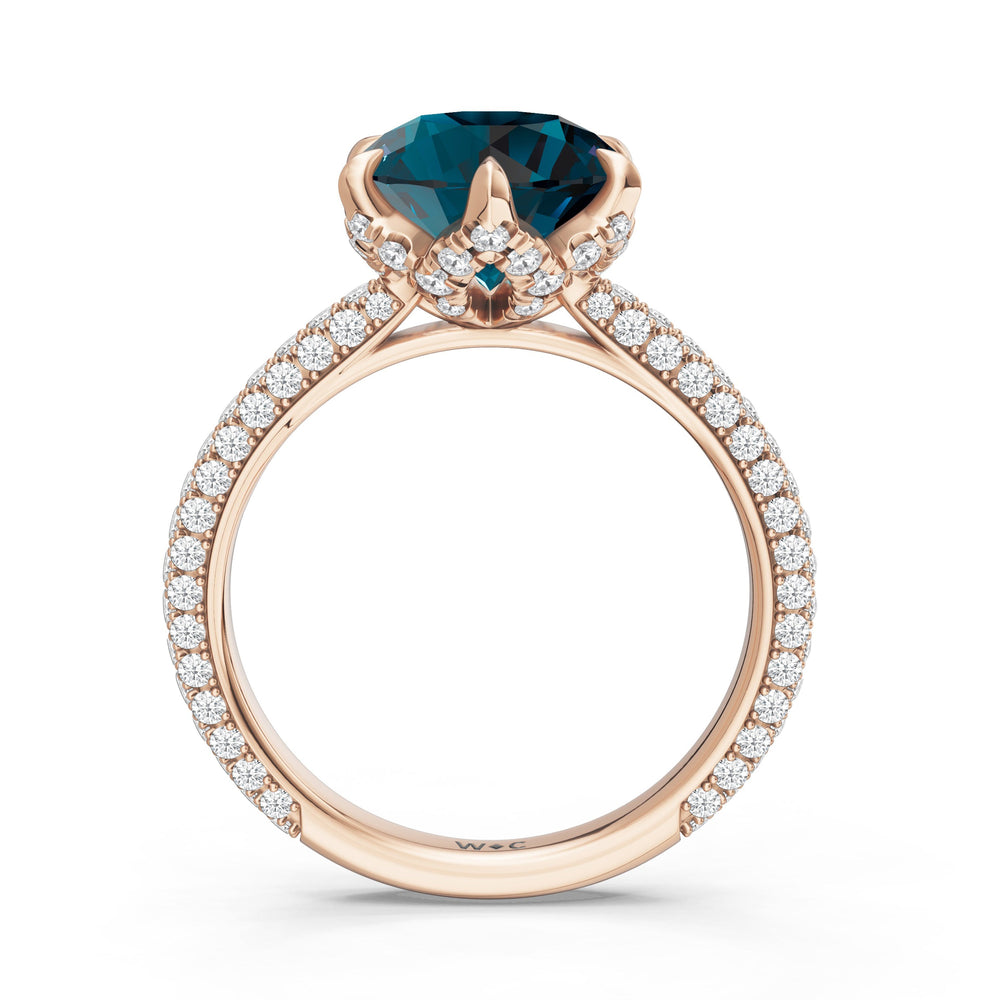 The Florence Ring with Created London Blue Topaz Cut Diamond in 14KT Rose Gold view 2
