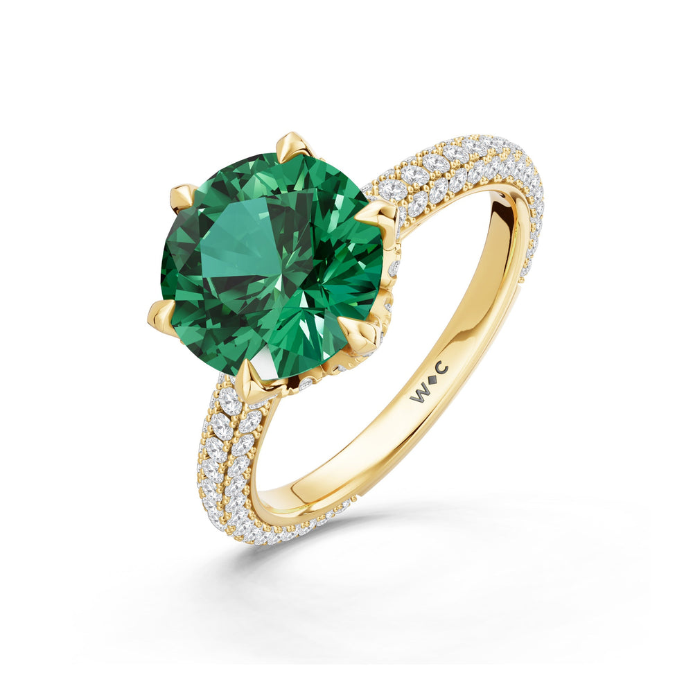 The Florence Ring with Created Emerald Cut Diamond in 14KT Yellow Gold view 3

