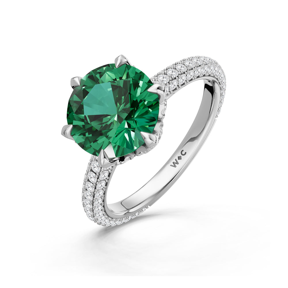 The Florence Ring with Created Emerald Cut Diamond in 14KT Platinum view 3
