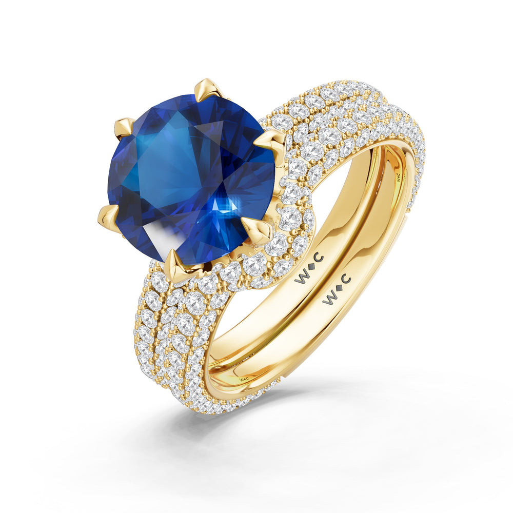 The Florence Ring with Created Blue Sapphire Cut Diamond in 14KT Yellow Gold view 4
